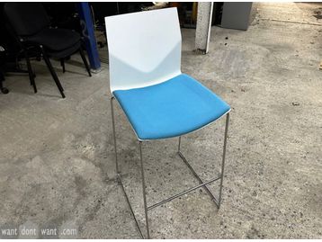 Used Strand + Hvass stools with blue fabric seat