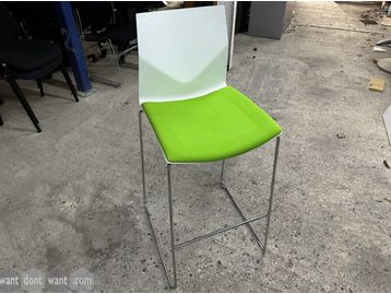 Used Strand + Hvas stools with green fabric seat