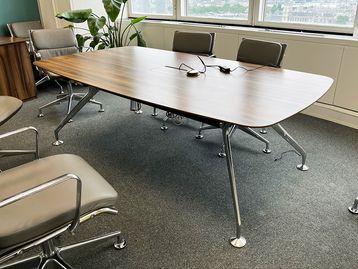 Used 2200mm Orangebox Lano Boardroom Table with Walnut Top and Chrome Legs