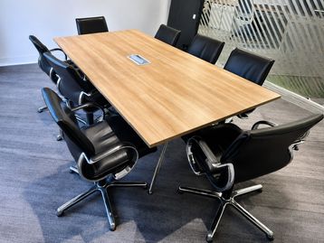 Used 2400mm oak MFC meeting room table with power