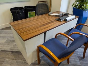 Used 1800mm walnut executive desk with modesty panel