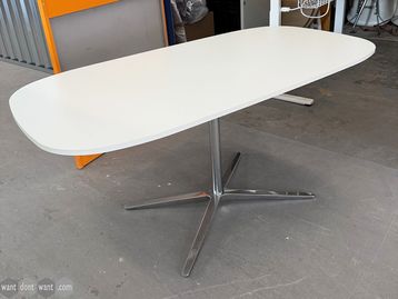 Refurbished Bene white meeting table on chrome base