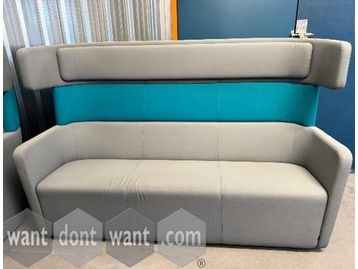Refurbished Bene Parc wing grey/blue bench 