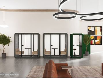 A modular contemporary design meeting/work booth.