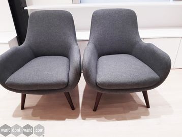 Used grey fabric chairs with black legs