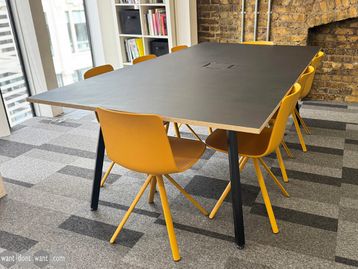 Used 2200mm Rawside black top meeting room table 