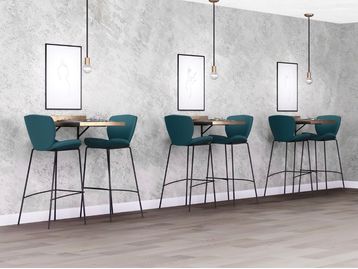 New upholstered stools with chrome or black metal frame