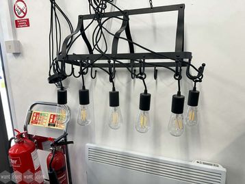 Used adaptable hanging lights + lightbulbs