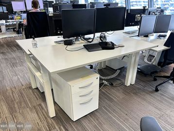 Used 1600mm Konig & Neurath electric height adjustable back-to-back bench 