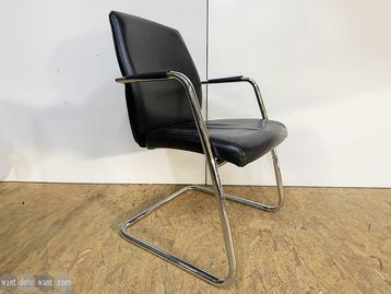 Used black leather meeting chair 