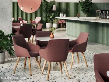 New armchairs on four-legged wooden base