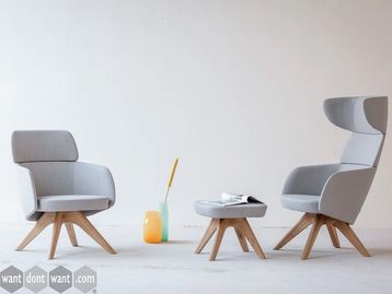 New armchairs with wooden leg base