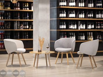 New armchair with solid oak base