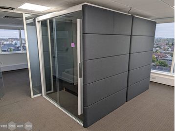 Used Orangebox Air3 20 acoustic pod in grey upholstery 