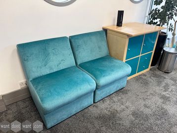 Used single sofas with no arms in blue velvet fabric
