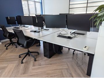 Used 1400mm Electric sit stand height adjustable desk pairs - priced per position