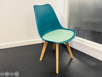 Used breakout chairs with wooden legs - light turquoise seat
