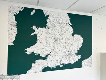 Used fabric adhesive map artwork