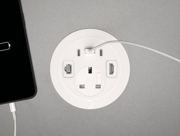 New in-desk power modules - simply fit into an 80mm cable hole