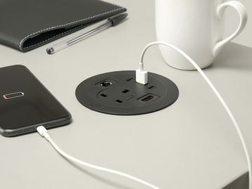 New in-desk power modules - simply fit into an 80mm cable hole
