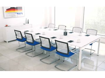 Modern bench-style adaptable conference table available in a range of sizes and finishes.

