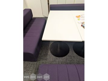 Used Orangebox 'Reef' rectangular dining table with white top and dual pedestal base

