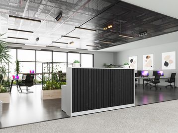 New Reception Desks with Slatted Front Panel