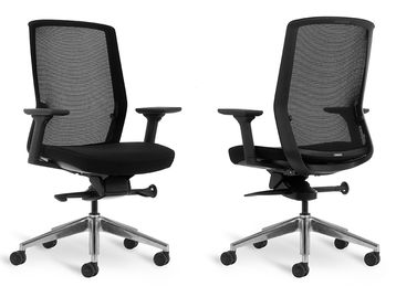 Brand New Bestuhl J1 Task Chair with Black Fabric Seat & Polished Aluminium Base