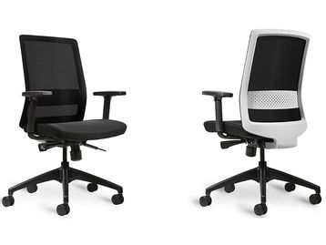 Brand New Bestuhl S30 Task Chair with Black Fabric Seat & Black Base - White Back