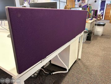 Used 1600mm desk-dividing screens upholstered in purple fabric