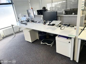 Used 1600mm Herman Miller Sense bench desks with white tops and white legs