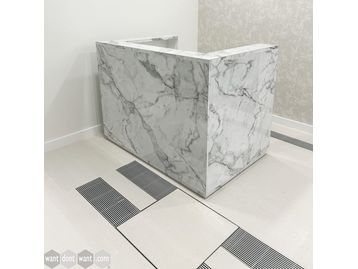 Never used bespoke marble effect reception counter.