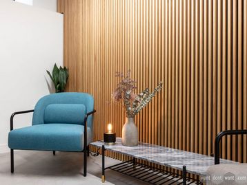 Brand New Stylish Moulded Foam Lounge Chair on Black Wire Frame